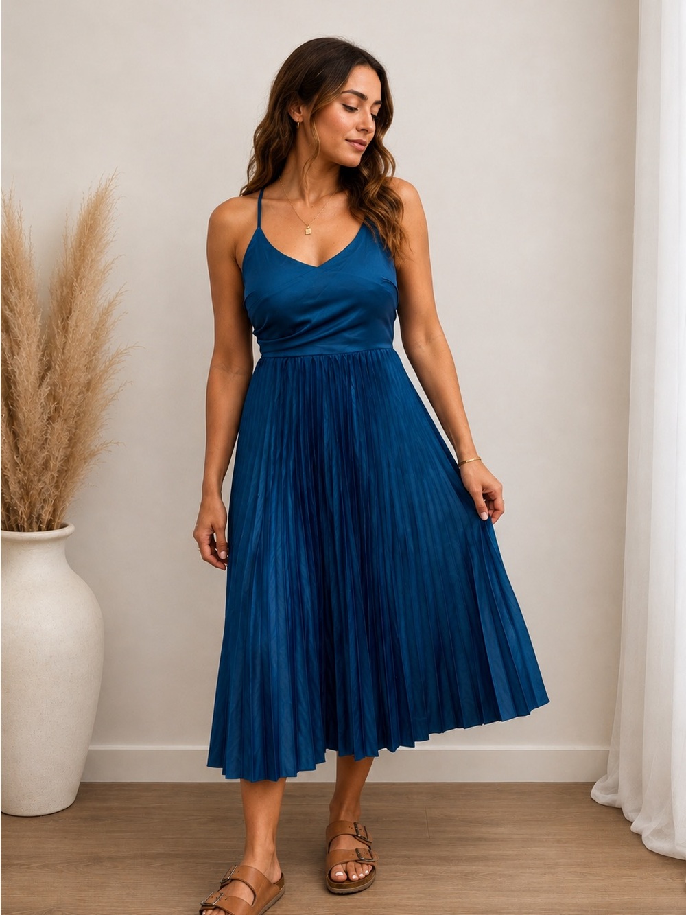 Halara pleated skirt midi dress size M